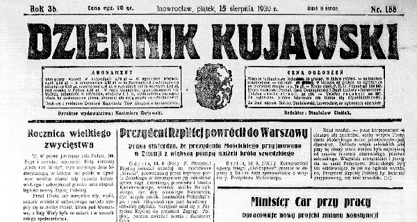 Dziennik Kujawski, Nr 188, 15 sierpnia 1930 r.